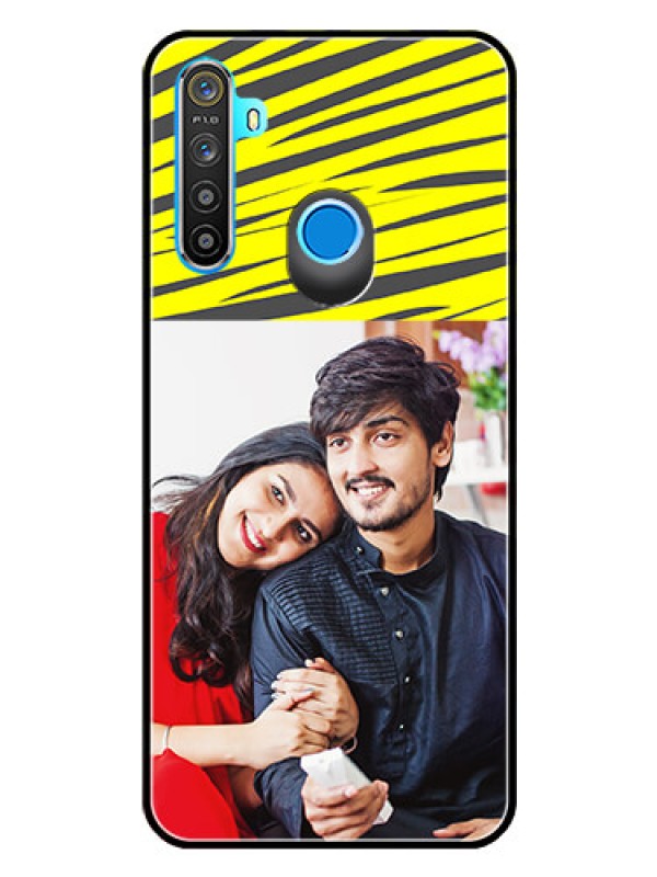 Custom Realme Narzo 10 Photo Printing on Glass Case  - Yellow Abstract Design