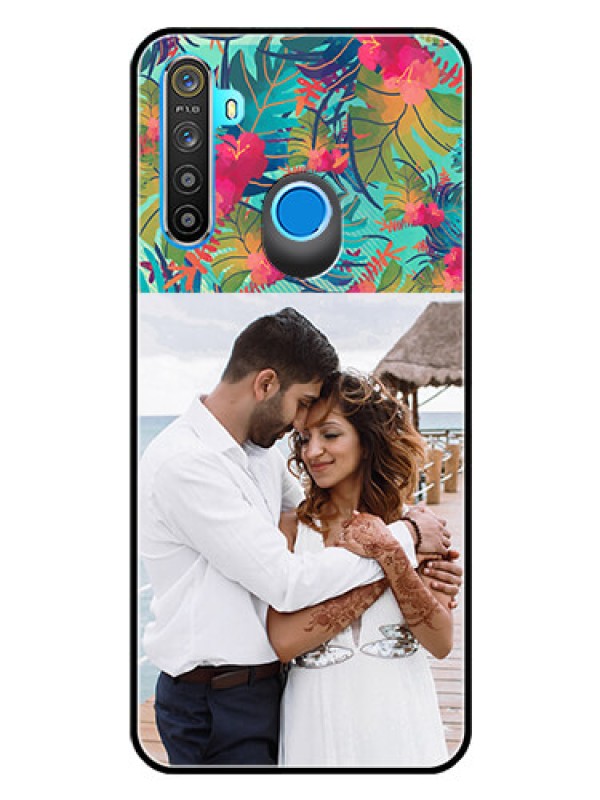 Custom Realme Narzo 10 Photo Printing on Glass Case  - Watercolor Floral Design