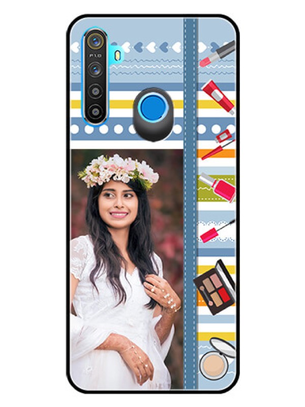 Custom Realme Narzo 10 Personalized Glass Phone Case  - Makeup Icons Design