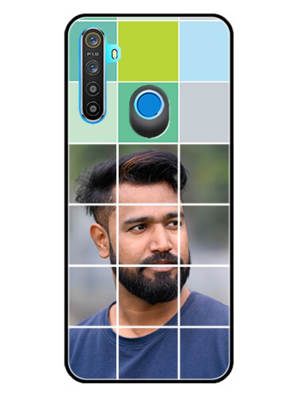 Custom Realme Narzo 10 Photo Printing on Glass Case  - with white box pattern 
