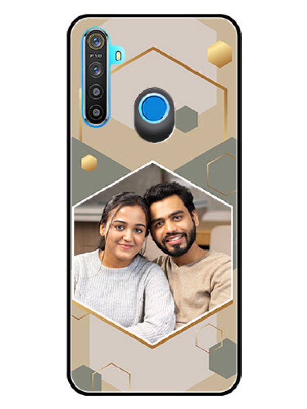 Custom Narzo 10 Photo Printing on Glass Case - Stylish Hexagon Pattern Design