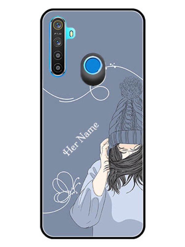 Custom Narzo 10 Custom Glass Mobile Case - Girl in winter outfit Design