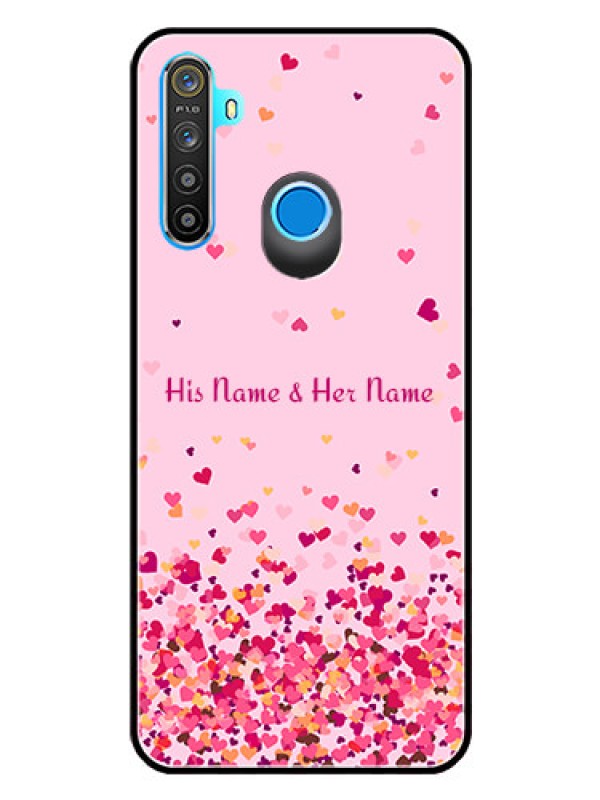 Custom Narzo 10 Photo Printing on Glass Case - Floating Hearts Design