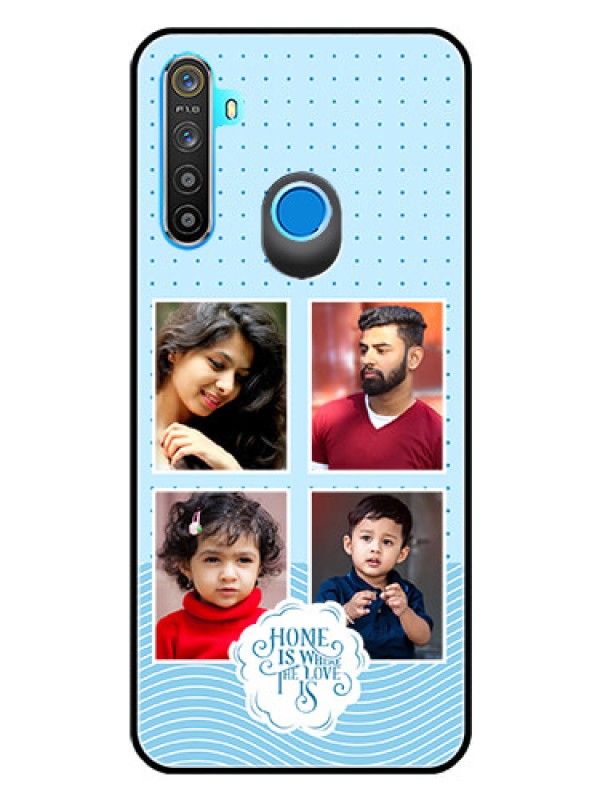 Custom Narzo 10 Custom Glass Phone Case - Cute love quote with 4 pic upload Design
