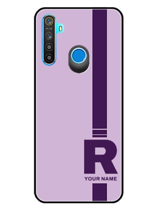 Custom Narzo 10 Photo Printing on Glass Case - Simple dual tone stripe with name Design
