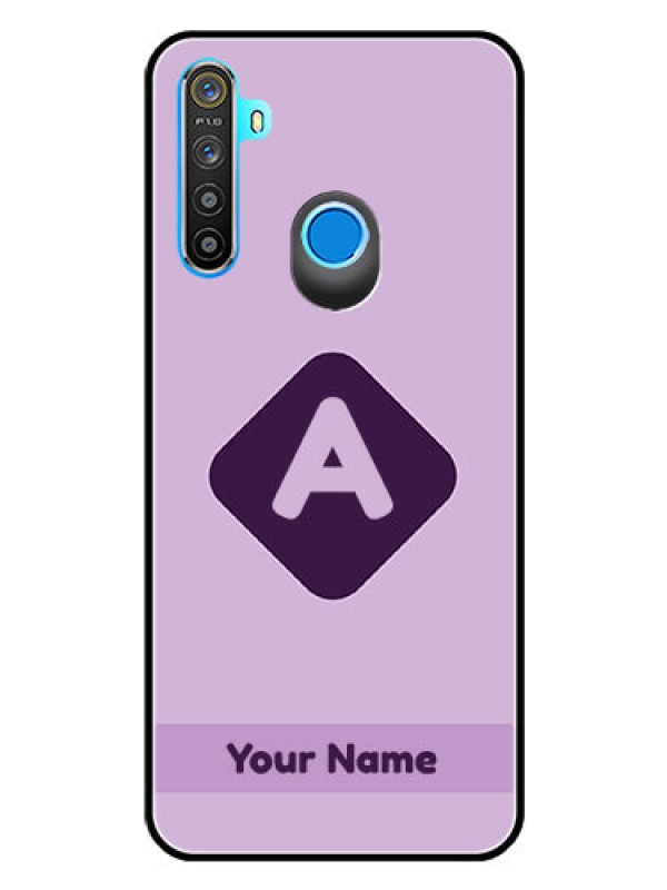 Custom Narzo 10 Custom Glass Mobile Case - Custom Letter in curved badge Design