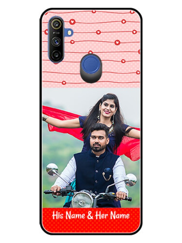 Custom Realme Narzo 10A Personalized Glass Phone Case  - Red Pattern Case Design