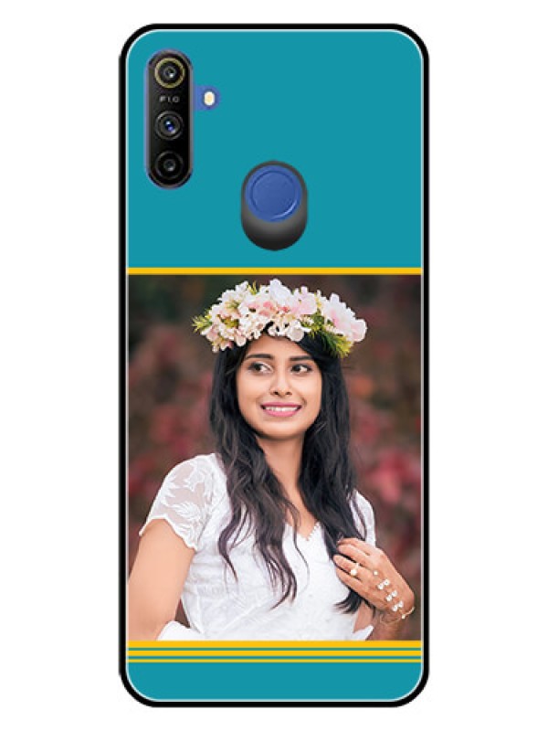 Custom Realme Narzo 10A Custom Glass Phone Case  - Yellow & Blue Design 