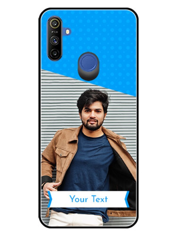 Custom Realme Narzo 10A Photo Printing on Glass Case  - Simple Blue Color Design