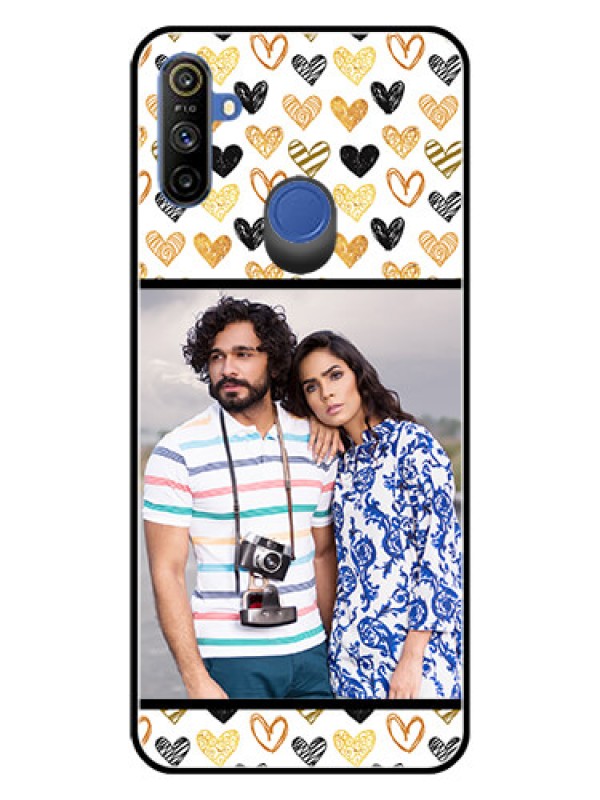 Custom Realme Narzo 10A Photo Printing on Glass Case  - Love Symbol Design