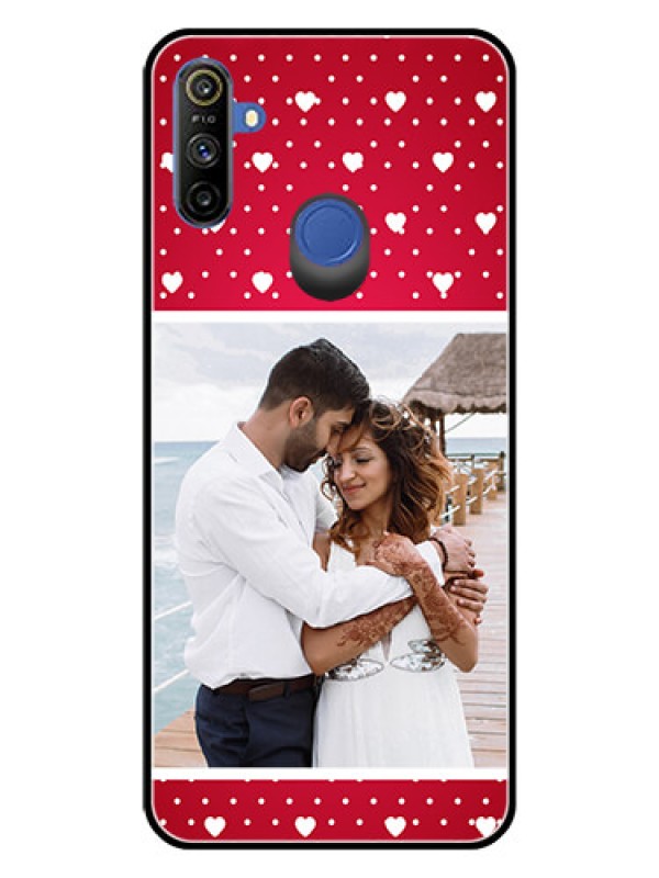 Custom Realme Narzo 10A Photo Printing on Glass Case  - Hearts Mobile Case Design