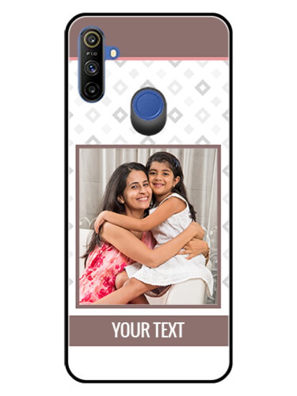 Custom Realme Narzo 10A Photo Printing on Glass Case  - Simple Diamond Design