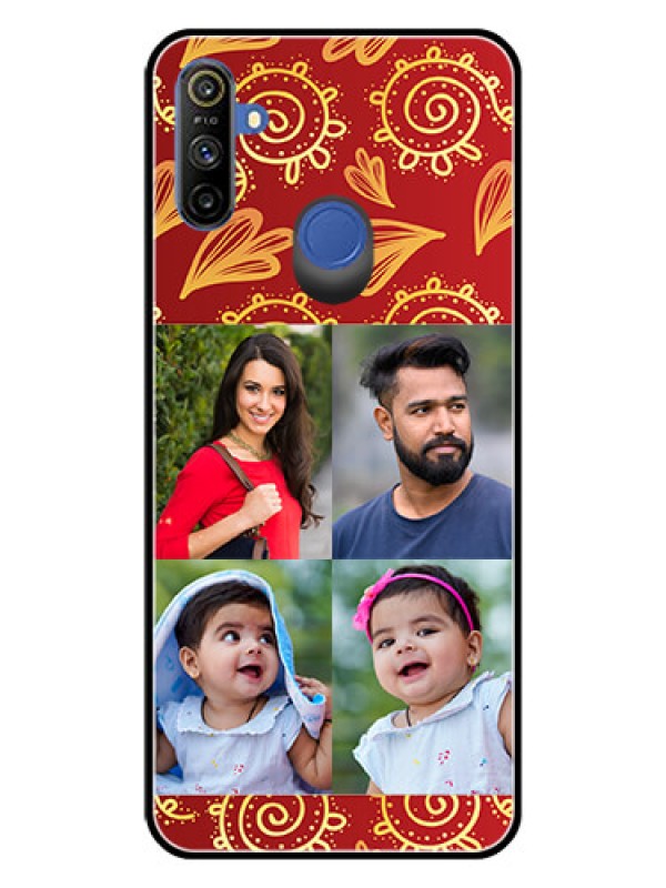 Custom Realme Narzo 10A Photo Printing on Glass Case  - 4 Image Traditional Design