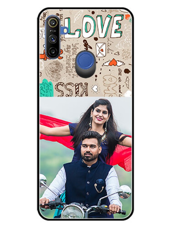 Custom Realme Narzo 10A Custom Glass Phone Case  - Love Doodle Pattern 