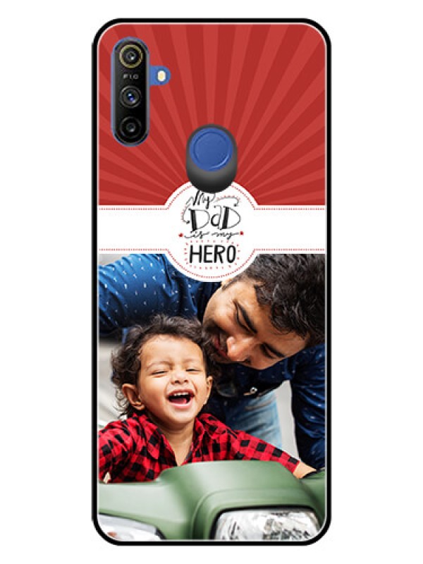 Custom Realme Narzo 10A Photo Printing on Glass Case  - My Dad Hero Design