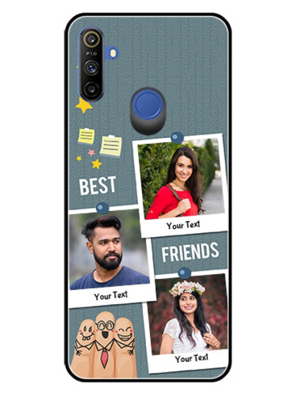 Custom Realme Narzo 10A Personalized Glass Phone Case  - Sticky Frames and Friendship Design