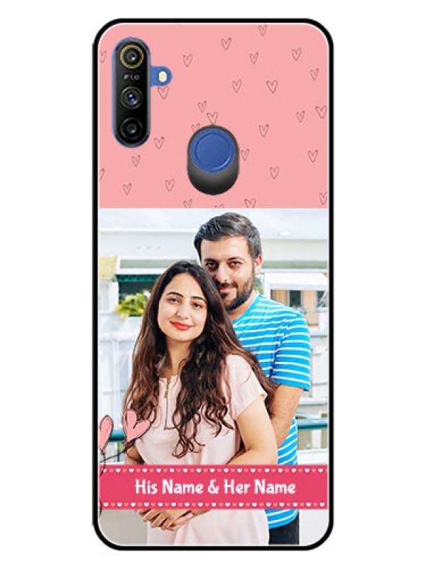 Custom Realme Narzo 10A Personalized Glass Phone Case  - Love Design Peach Color