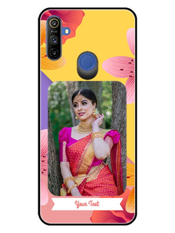 Custom Realme Narzo 10A Custom Glass Mobile Case  - 3 Image With Vintage Floral Design