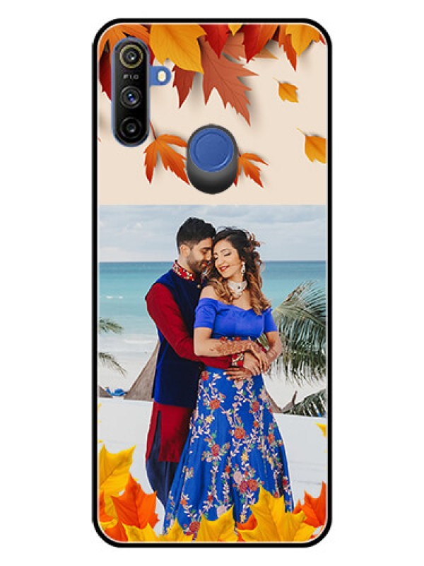 Custom Realme Narzo 10A Photo Printing on Glass Case  - Autumn Maple Leaves Design
