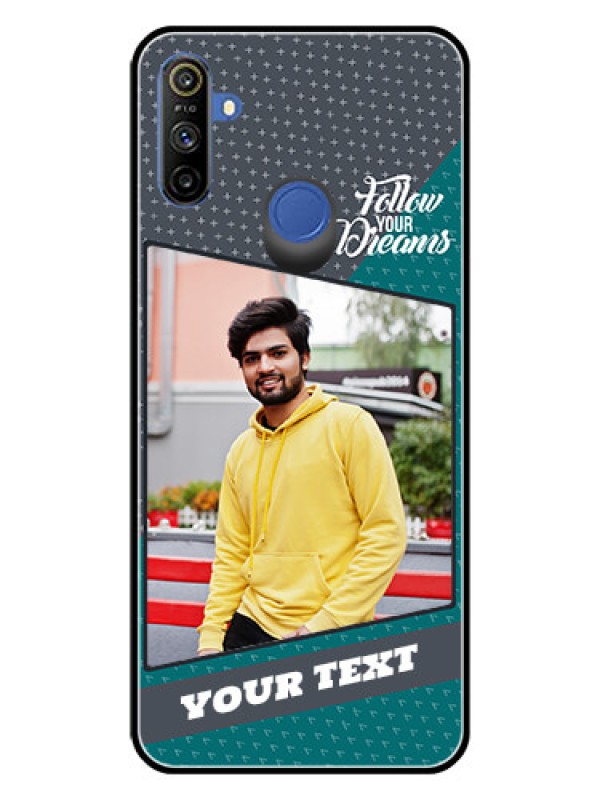 Custom Realme Narzo 10A Personalized Glass Phone Case  - Background Pattern Design with Quote