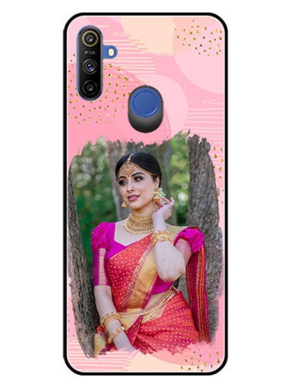 Custom Realme Narzo 10A Personalized Glass Phone Case  - Gold Glitter Splash Design