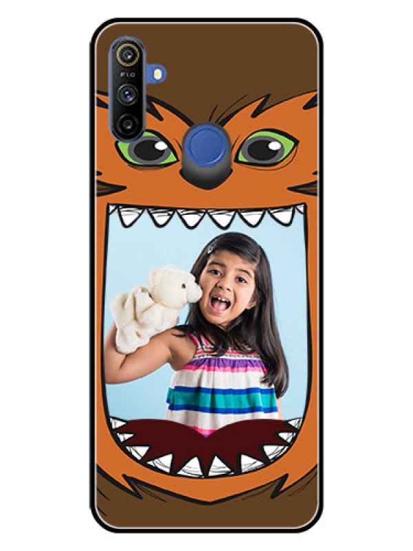 Custom Realme Narzo 10A Photo Printing on Glass Case  - Owl Monster Back Case Design