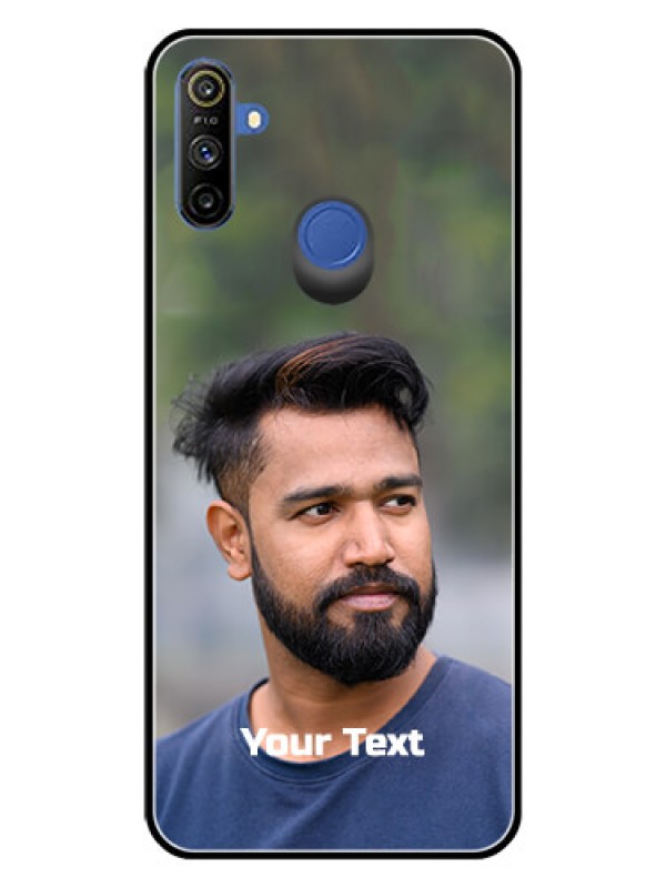 Custom Realme Narzo 10A Glass Mobile Cover: Photo with Text