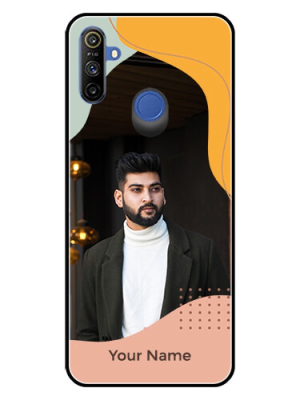 Custom Narzo 10A Personalized Glass Phone Case - Tri-coloured overlay design