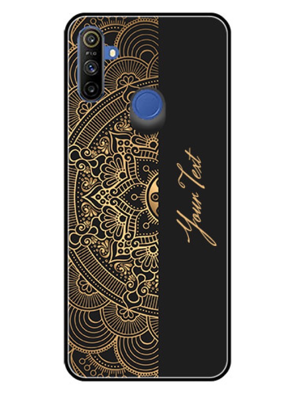 Custom Narzo 10A Photo Printing on Glass Case - Mandala art with custom text Design