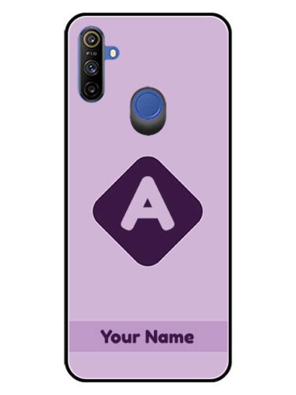 Custom Narzo 10A Custom Glass Mobile Case - Custom Letter in curved badge Design