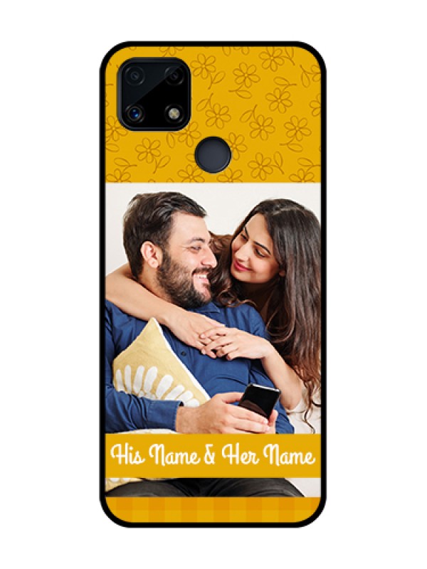 Custom Realme Narzo 20 Custom Glass Mobile Case  - Yellow Floral Design