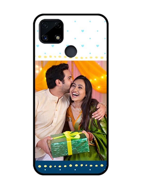 Custom Realme Narzo 20 Personalized Glass Phone Case  - White and Blue Abstract Design