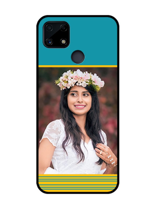 Custom Realme Narzo 20 Custom Glass Phone Case  - Yellow & Blue Design 