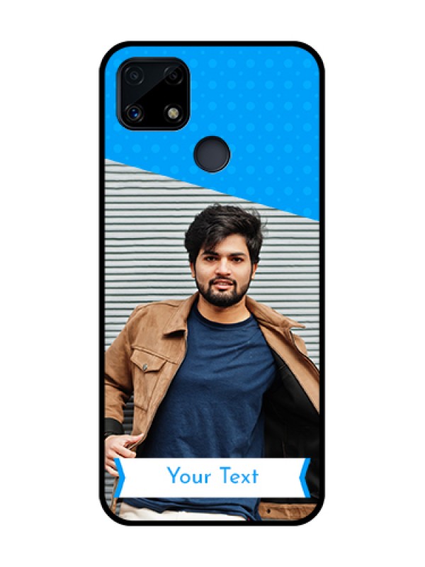 Custom Realme Narzo 20 Photo Printing on Glass Case  - Simple Blue Color Design