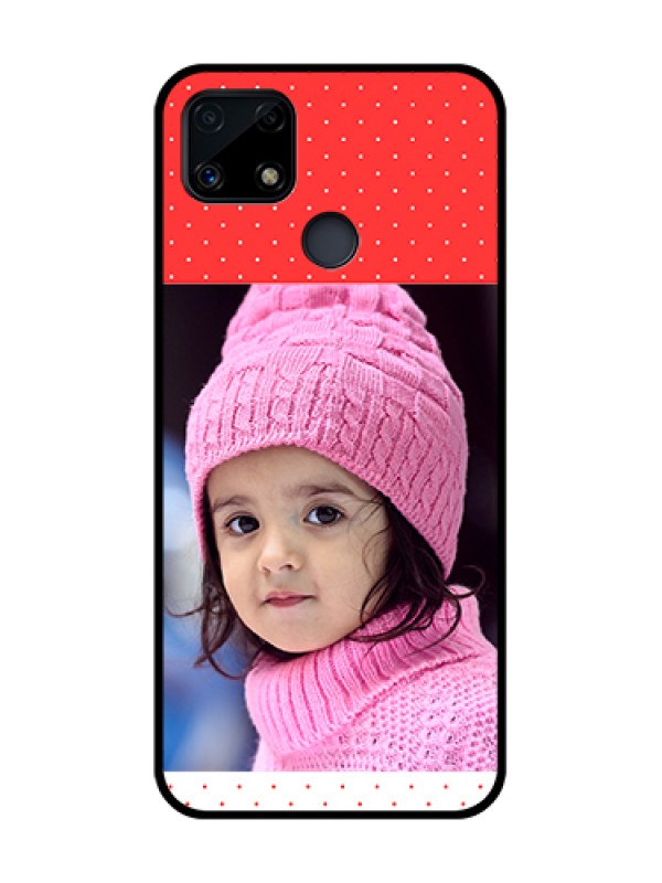 Custom Realme Narzo 20 Photo Printing on Glass Case  - Red Pattern Design