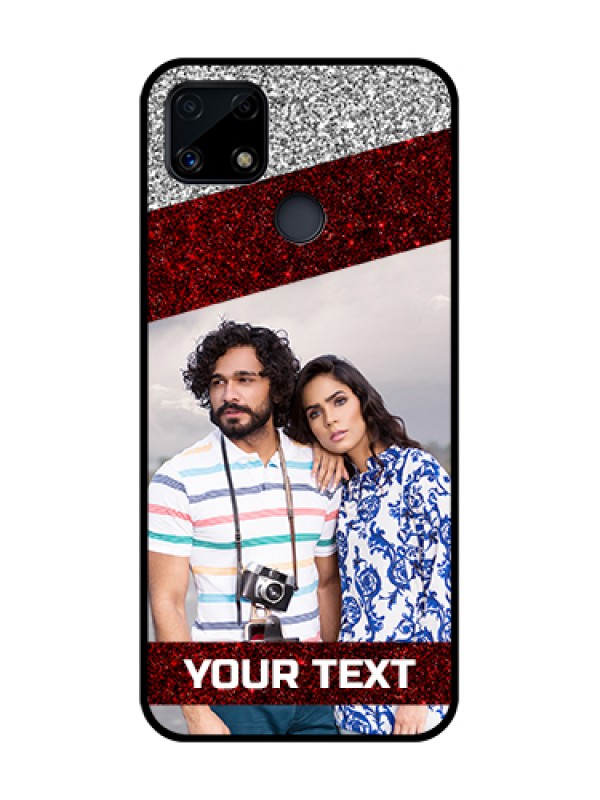 Custom Realme Narzo 20 Personalized Glass Phone Case  - Image Holder with Glitter Strip Design