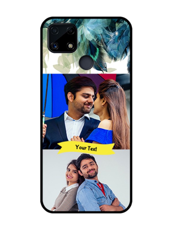 Custom Realme Narzo 20 Personalized Glass Phone Case  - Image with Boho Peacock Feather Design
