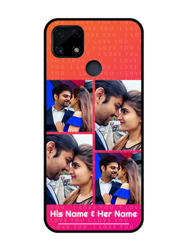Custom Realme Narzo 20 Custom Glass Phone Case  - I Love You Pink Design