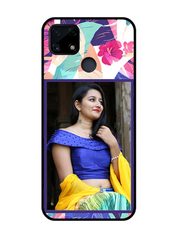 Custom Realme Narzo 20 Custom Glass Mobile Case  - Abstract Floral Design
