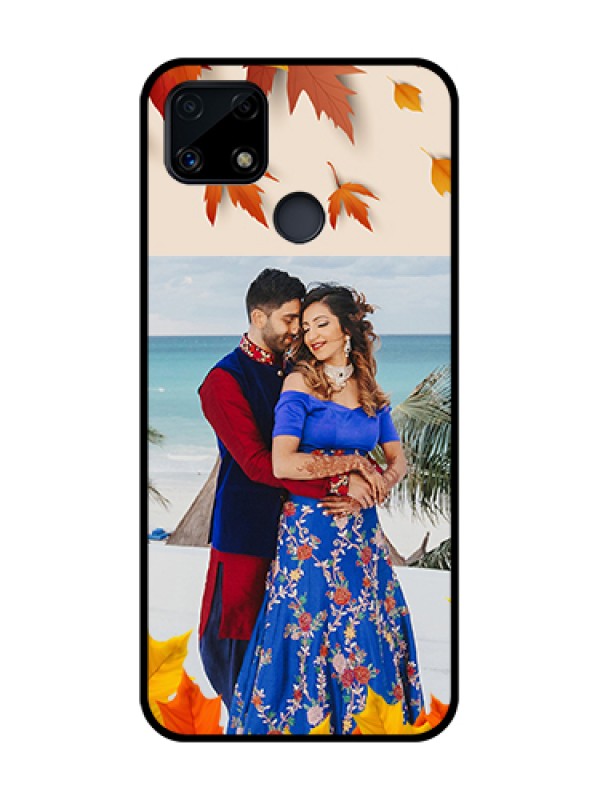Custom Realme Narzo 20 Photo Printing on Glass Case  - Autumn Maple Leaves Design