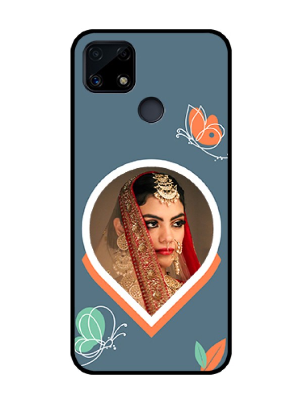 Custom Narzo 20 Custom Glass Mobile Case - Droplet Butterflies Design