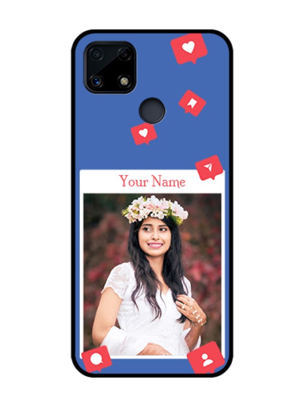Custom Narzo 20 Custom Glass Phone Case - Like Share And Comment Design