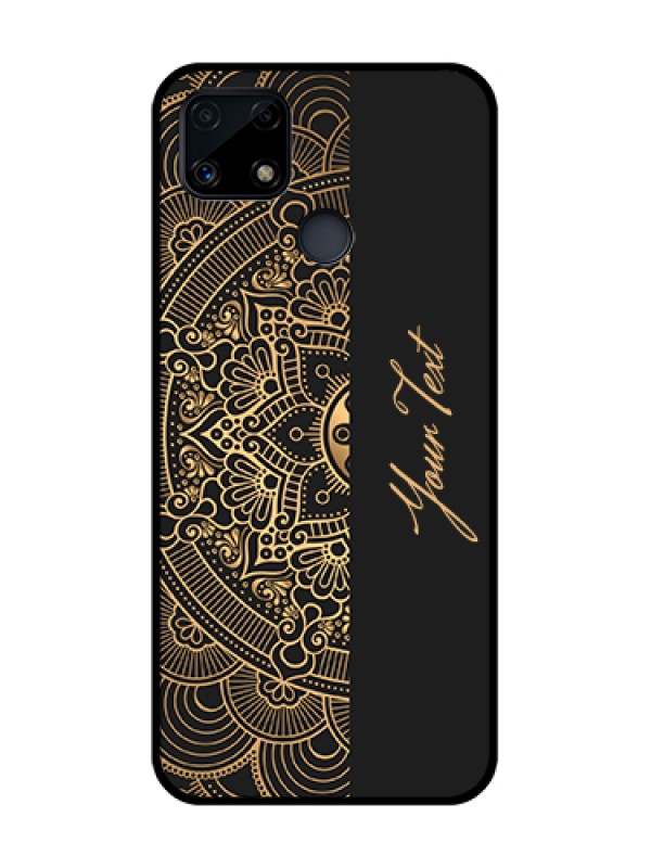 Custom Narzo 20 Photo Printing on Glass Case - Mandala art with custom text Design