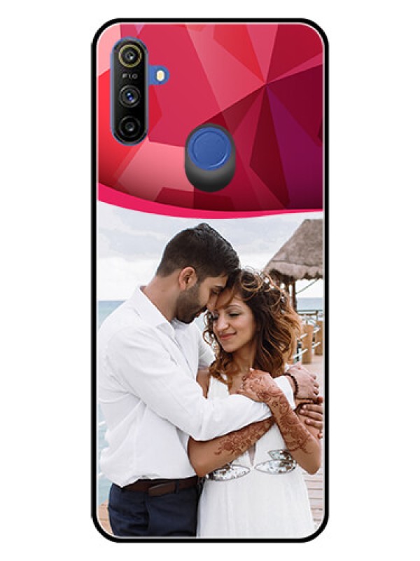 Custom Narzo 20A Custom Glass Mobile Case  - Red Abstract Design