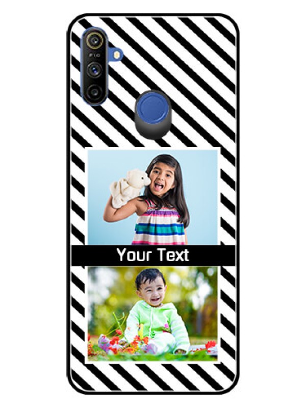 Custom Narzo 20A Photo Printing on Glass Case  - Black And White Stripes Design
