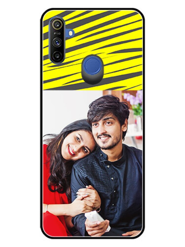 Custom Narzo 20A Photo Printing on Glass Case  - Yellow Abstract Design