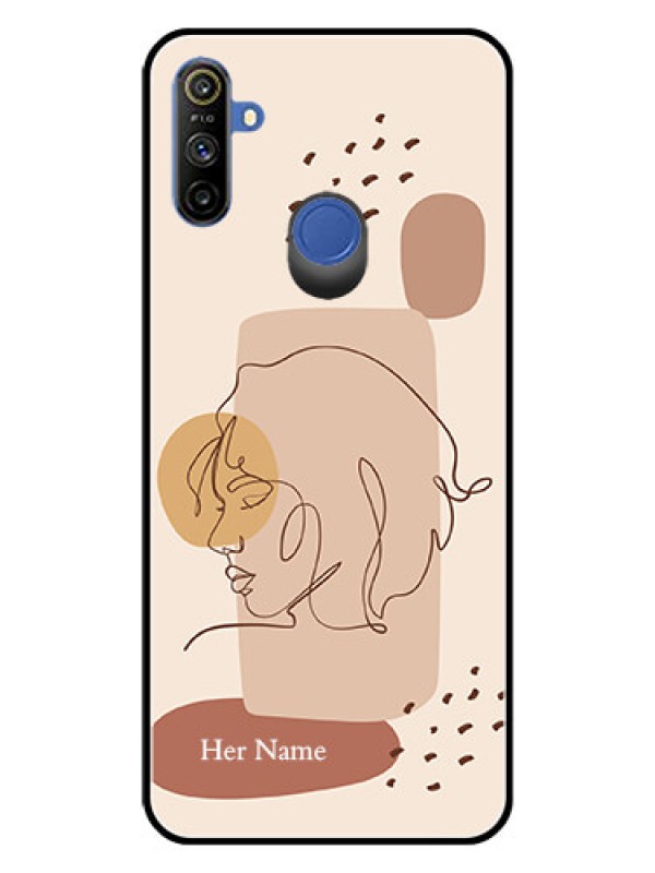 Custom Narzo 20A Photo Printing on Glass Case - Calm Woman line art Design