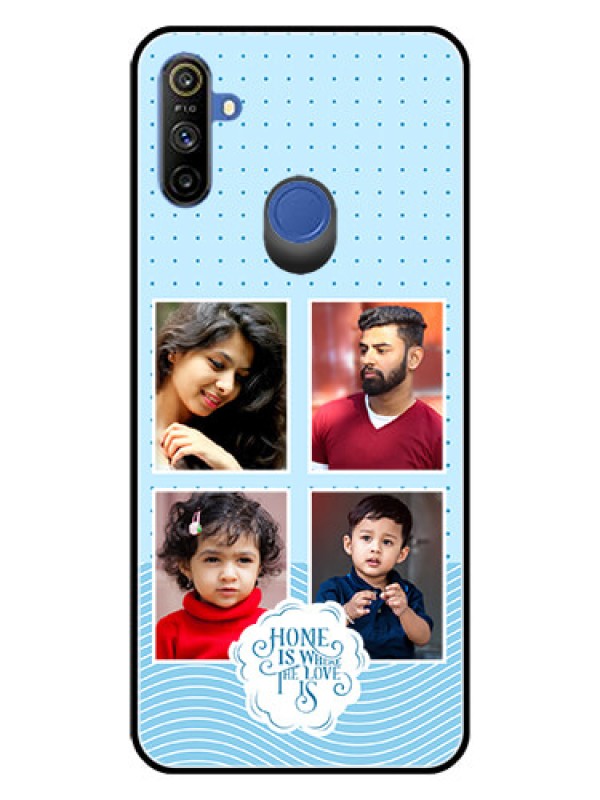 Custom Narzo 20A Custom Glass Phone Case - Cute love quote with 4 pic upload Design