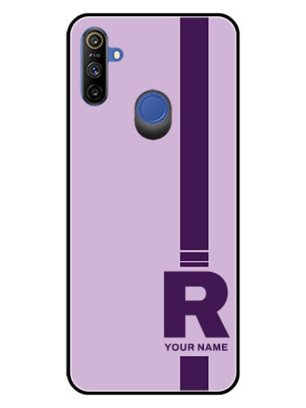 Custom Narzo 20A Photo Printing on Glass Case - Simple dual tone stripe with name Design