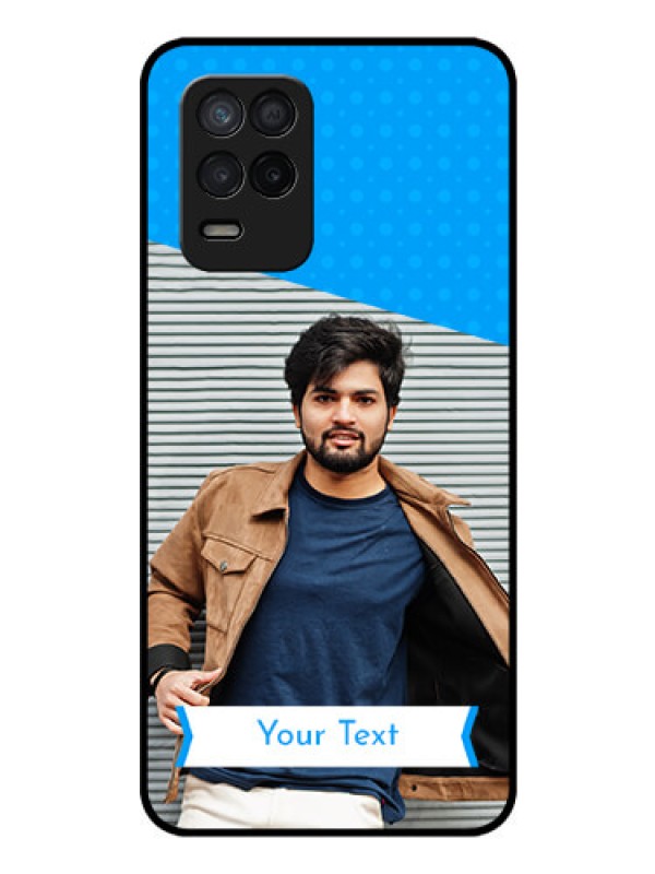 Custom Realme Narzo 30 5G Photo Printing on Glass Case - Simple Blue Color Design